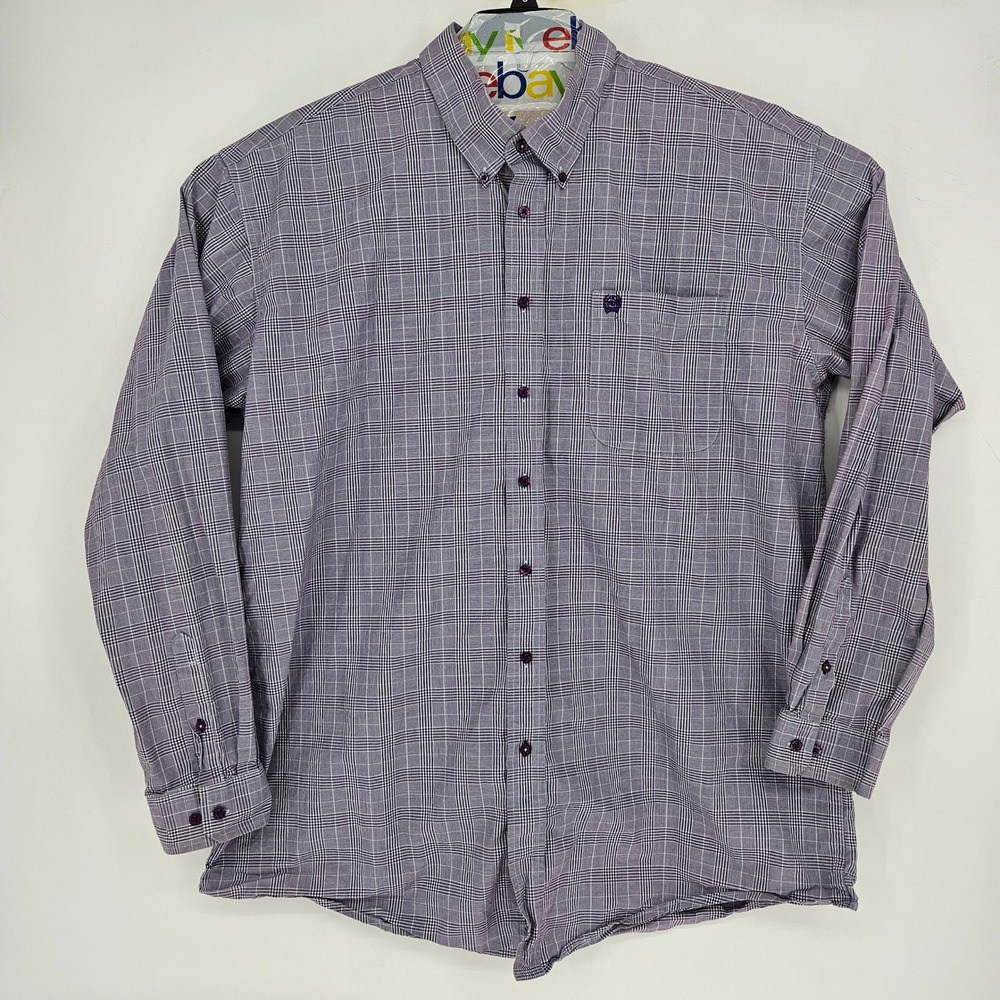 Cinch Shirt Mens XXL Western Purple Plaid Button Down Cowboy Rodeo Long Sleeve